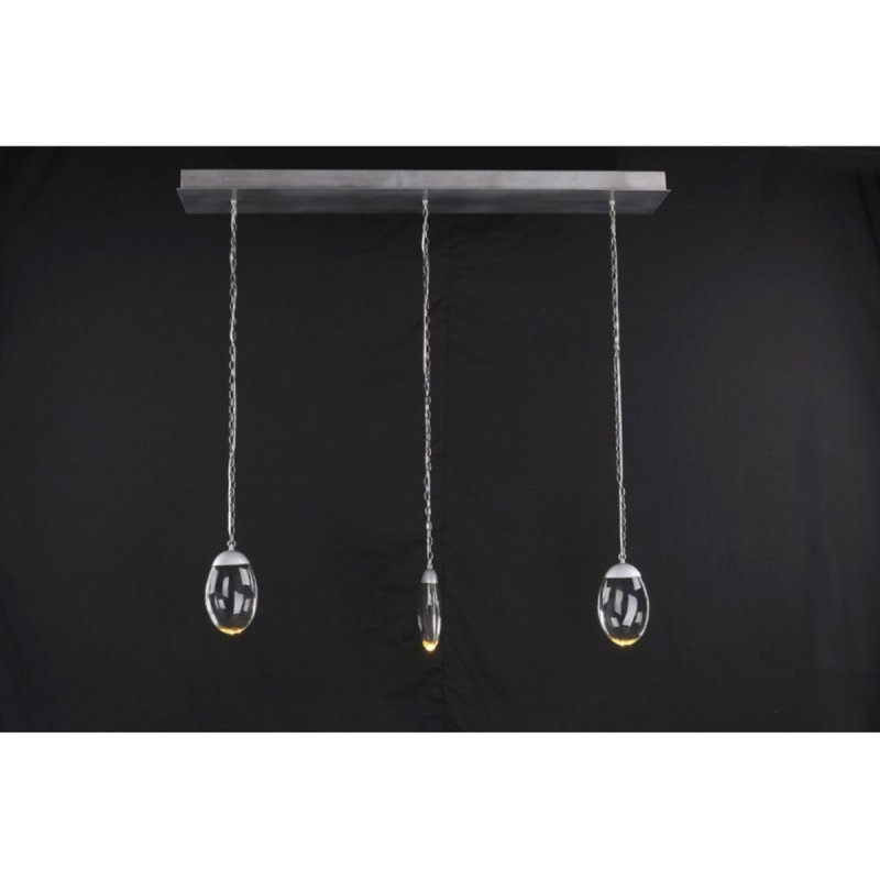 Lustre linéaire léger galet céleste, H 6 po x l 36 po x P 5 po, Bronze poli, Fumée