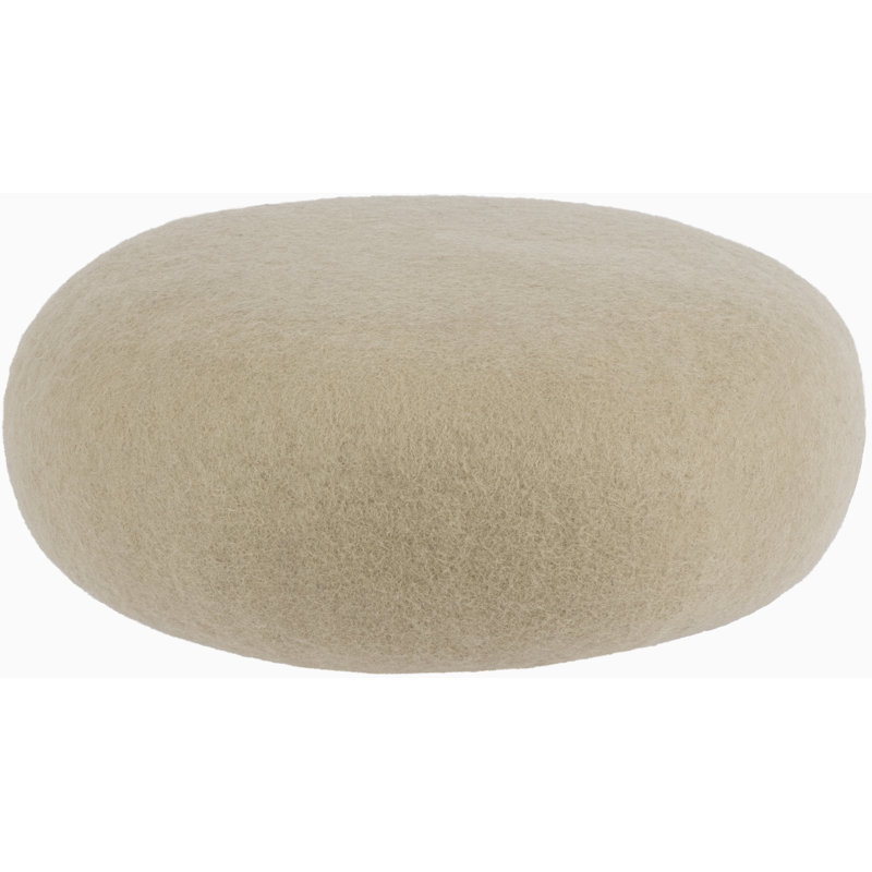 38cm Wide Round Solid Colour Pouffe Ottoman, Beige