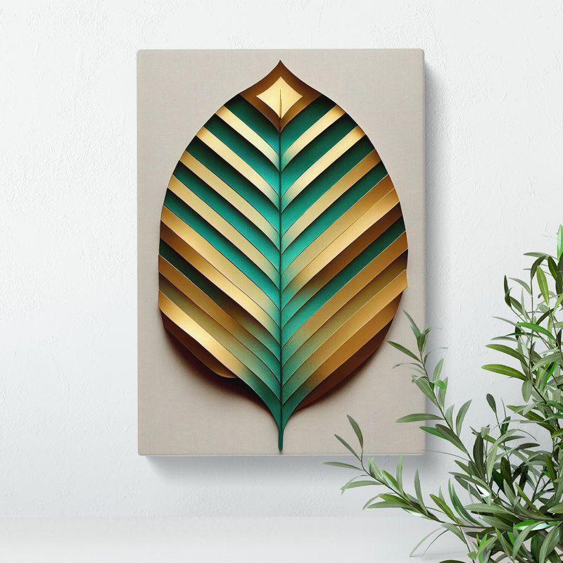 Art Deco Leaf No.5 - Wrapped Canvas, 76cm H x 50cm W x 3cm D