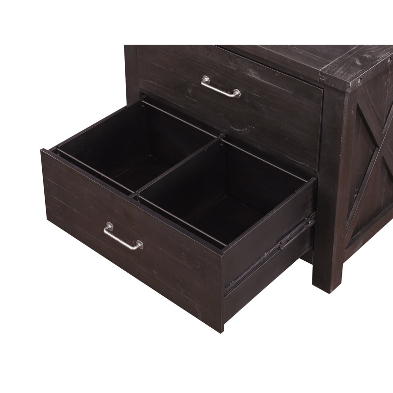 Karli 38'' Wide 2 -Drawer Solid Wood File Cabinet