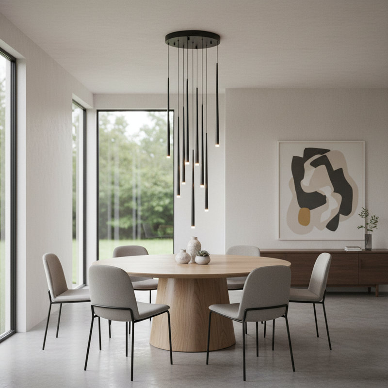 9 - Light Matte Black LED Pendant