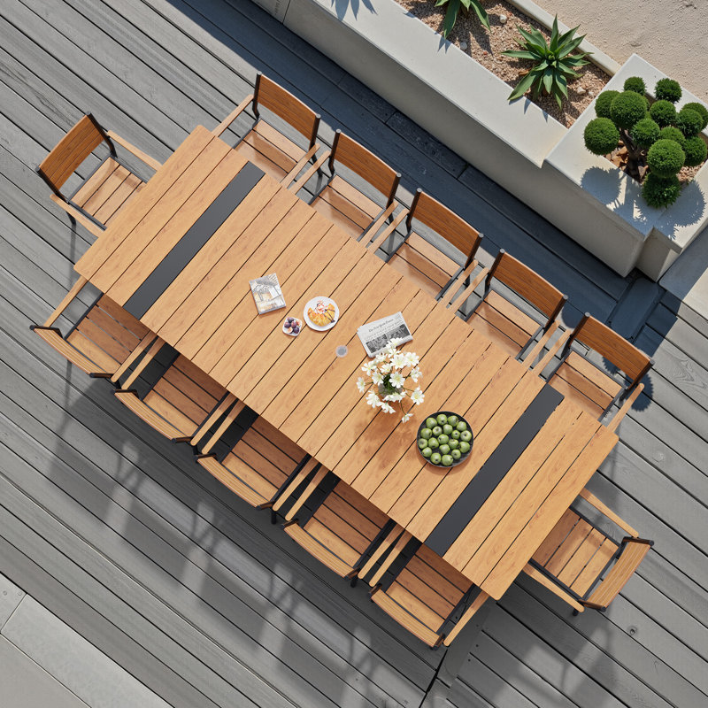 Ensemble de salle à manger d'extérieur en aluminium l 118,1 po x P 40,6 po pour 12 personnes avec chaises empilables