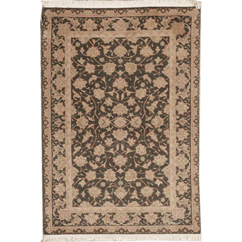 Tapis vert olive de haute qualité noué à la main