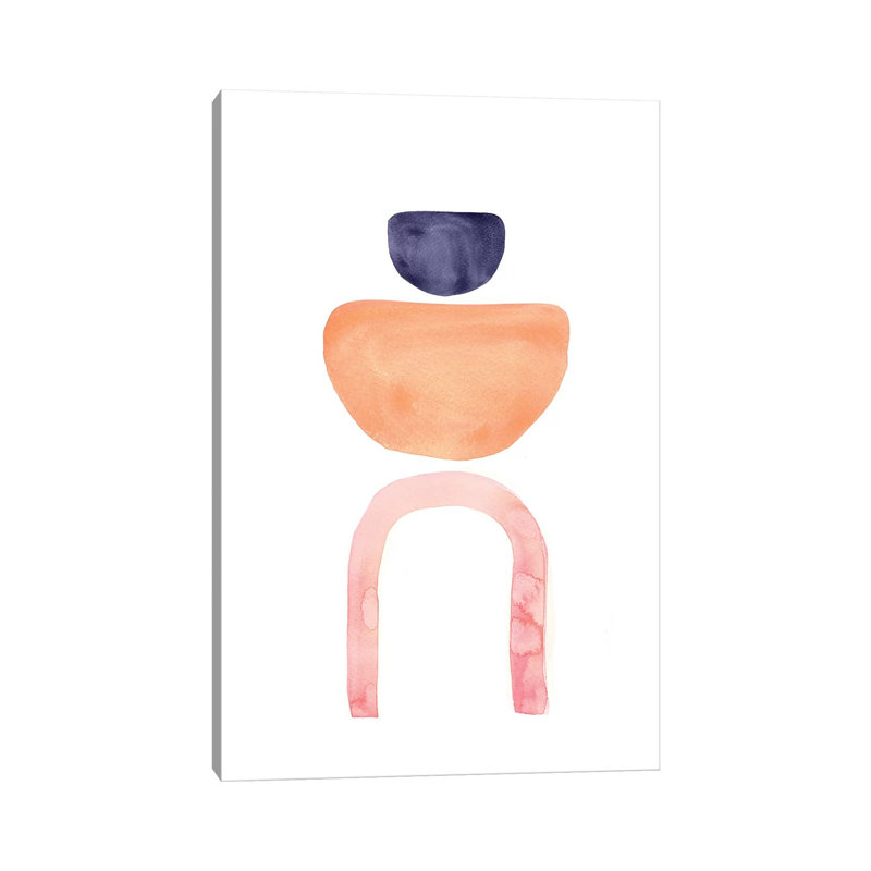 Abstract Navy And Orange Art by Whales Way - Print on Canvas, 101.6cm H x 66.04cm W x 3.81cm D, Wrapped Canvas