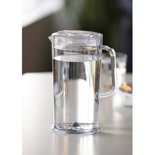 Decorated Glass Pitcher with Lid, Water Jug for Fridge and Countertop,  Glass Carafe for Iced Tea, 34 oz