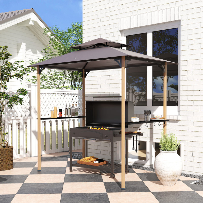 Gazebo de terrasse avec barbecue à deux niveaux, 2,4 m x 1,5 m