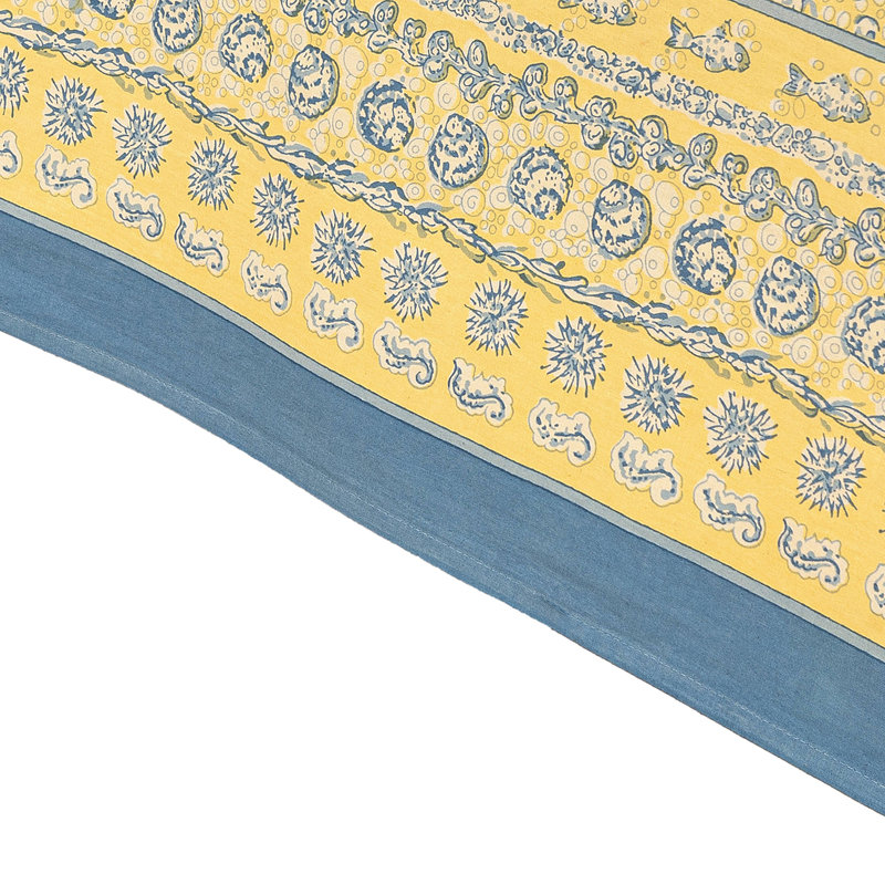 La Mer Handmade Floral Tablecloth, Yellow/Blue