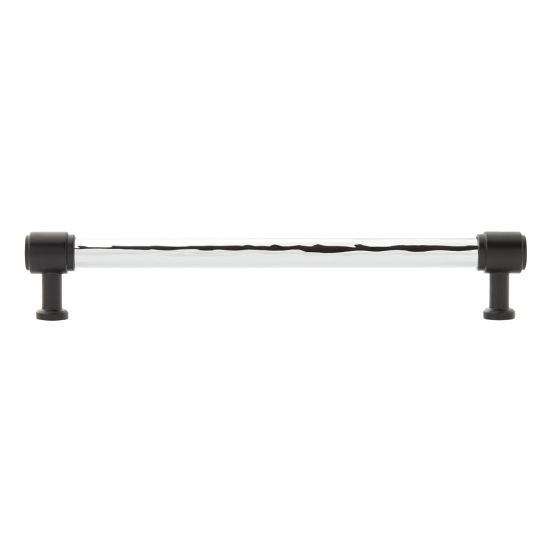 Poignée d'armoire texturée 6 5/16 po Lazzara, Noir mat / Chrome poli