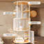 Maison de chat cylindrique avec verre trempé incurvé et intérieur vertical spacieux