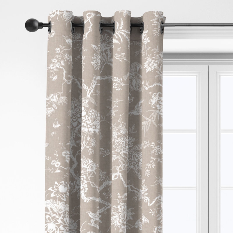 Elwood Cornflower Cotton Grommet Top Drapery Panel Set of 2, 50" W x 204" L, Cornflower