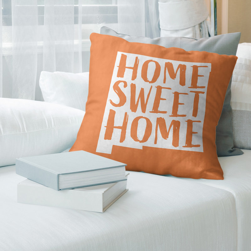 Reversible Throw Pillow, 14" H  x 14" W, Orange, New Mexico