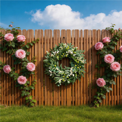 Olive Wreaths for Front Door Greenery Wreath with Olive Leaves, Bean for All Season Front Door Indoor Outdoor Farmhouse Home Wall Window Festival Wedding Decor