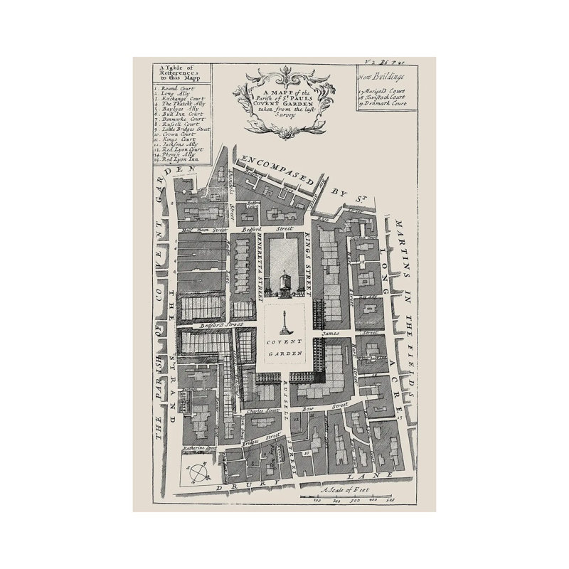 Covent Garden Street Map by Bibliotography - Wrapped Canvas Print, 66.04 cm H x 45.72 cm W x 3.175 cm D