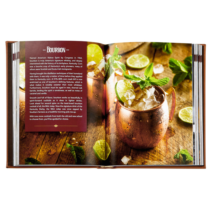 Graphic Image Whiskey Cocktails, Coffee Table Book, Leather, Brown
