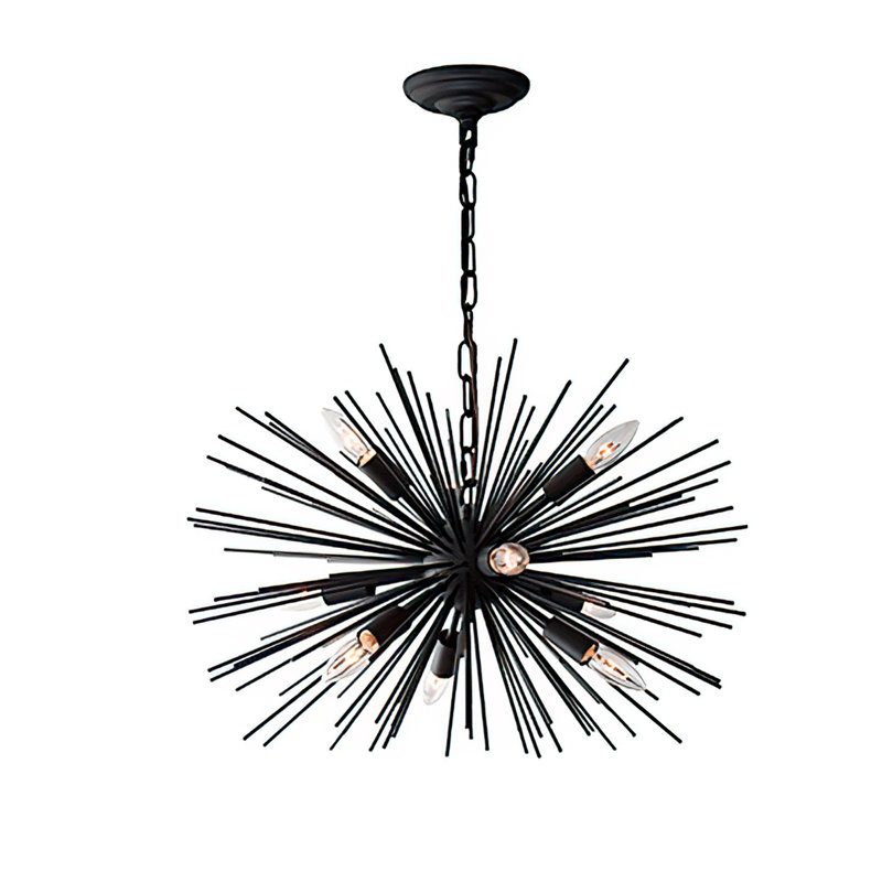 Lustre 9 lumières Spoutnik en noir mat, version assommée, Noir