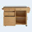 Îlot de cuisine intérieur en bambou avec plateau en acier inoxydable - Chariot mobile avec tiroirs, armoire et porte-serviettes pour la salle à manger et le bar