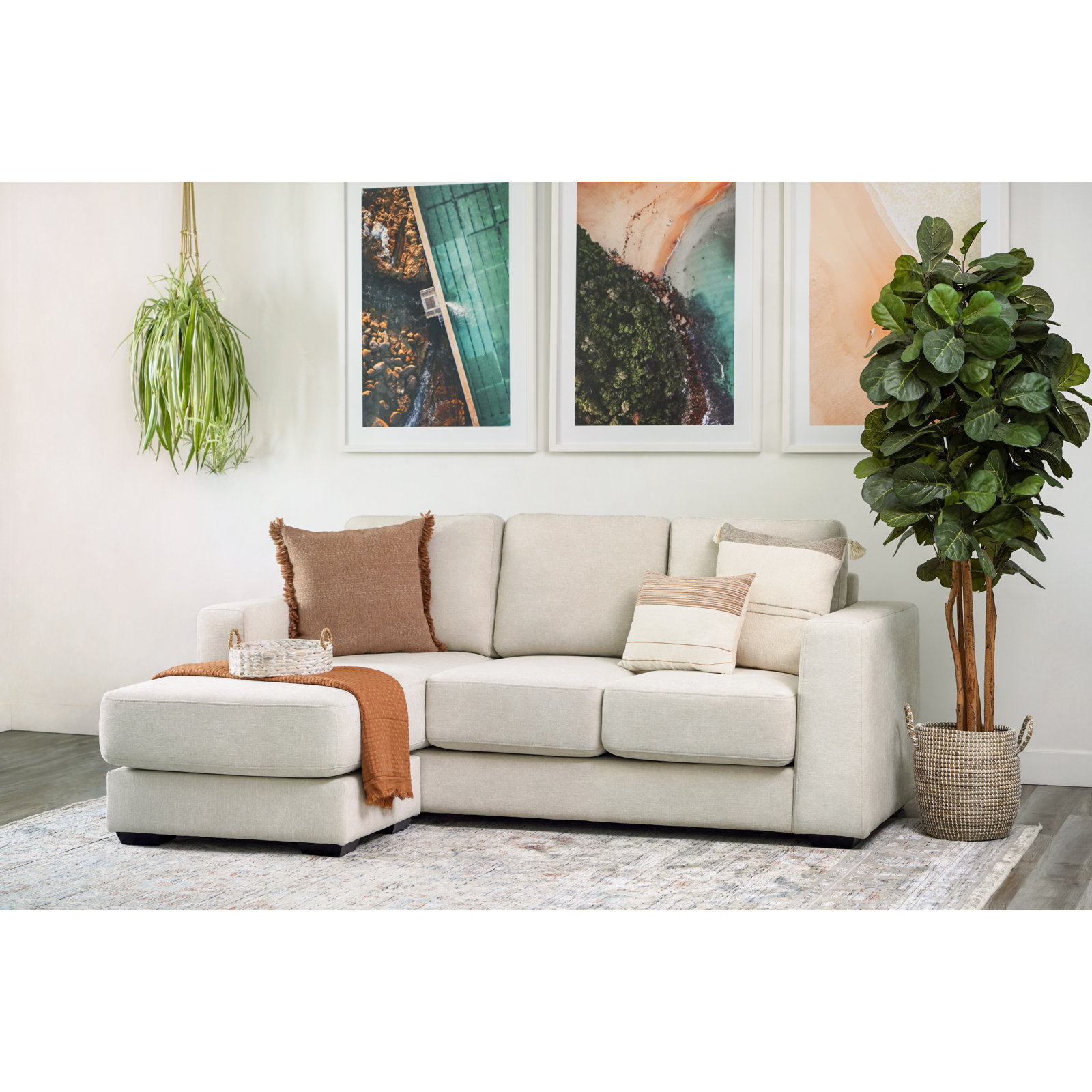 Upholstered Reversible Chaise Sectional, Sand