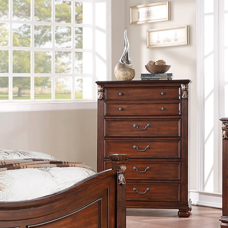 Commode de style chambre à coucher avec tiroirs en cerisier foncé 1 pièce