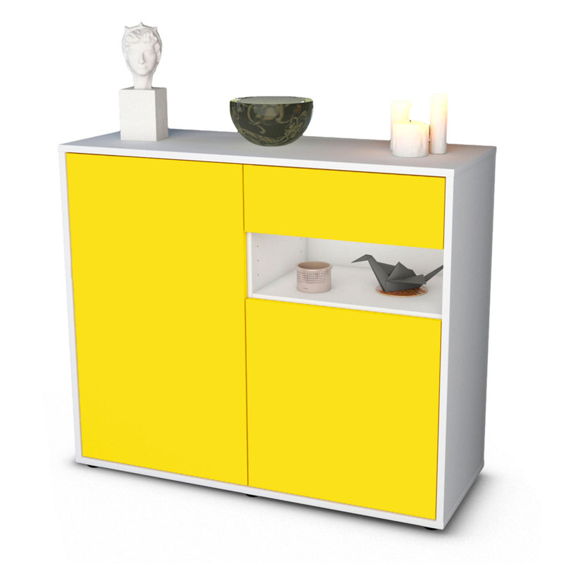 Rayburn 92cm Sideboard, White/Yellow