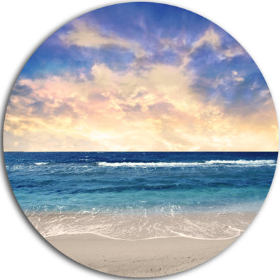 «Clear Blue Sky and Ocean at Sunset», reproduction de photo sur métal