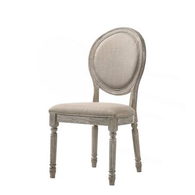 Chaise d'appoint Faustine en tissu brun clair et finition chêne clair récupéré (ensemble de 2)