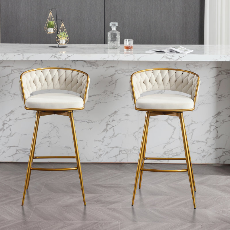 Upholstered Swivel Counter Stool, Ivoire