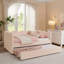 Lit de jour en vichy douillet avec couchette sans sommier, avec port USB et tissu en forme de vague adorable-117567989