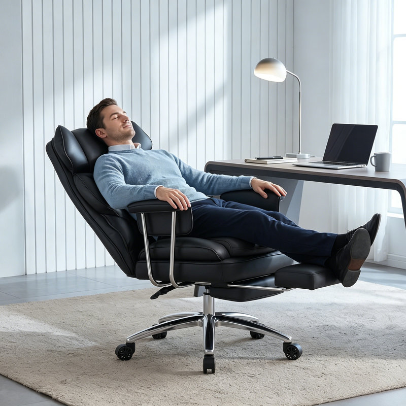 High-Back Reclining Office Chair with Lumbar Support and Footrest