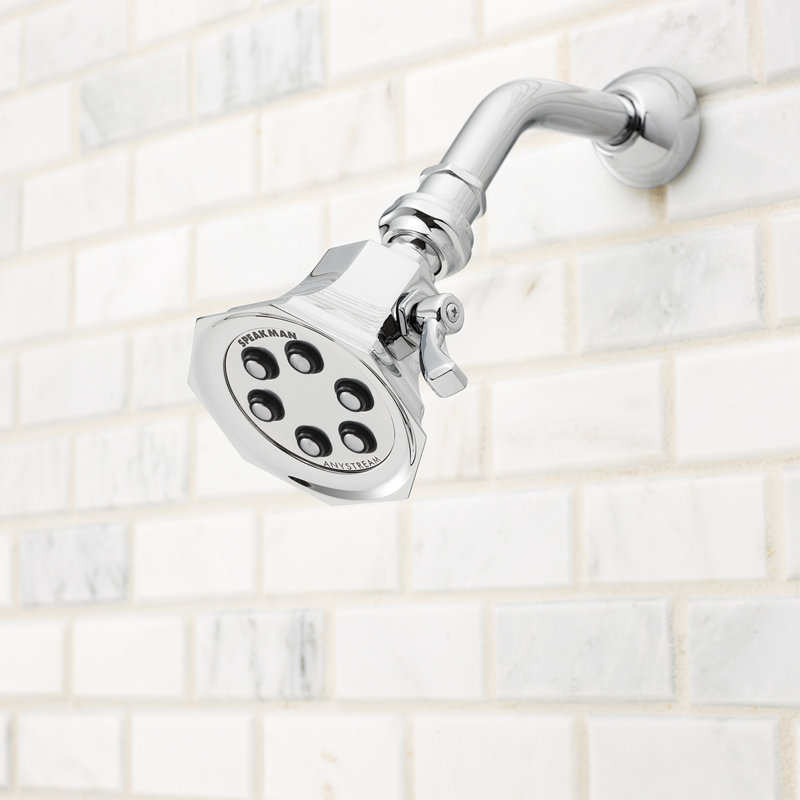 Pomme de douche réglable 6 jets 2,5 GPM, Chrome poli, 2.5 GPM