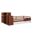 Lit plateforme simple en bois avec bibliothèque intégrée et garde-robe mobile, conception multifonctionnelle avec lit gigogne-1019771216