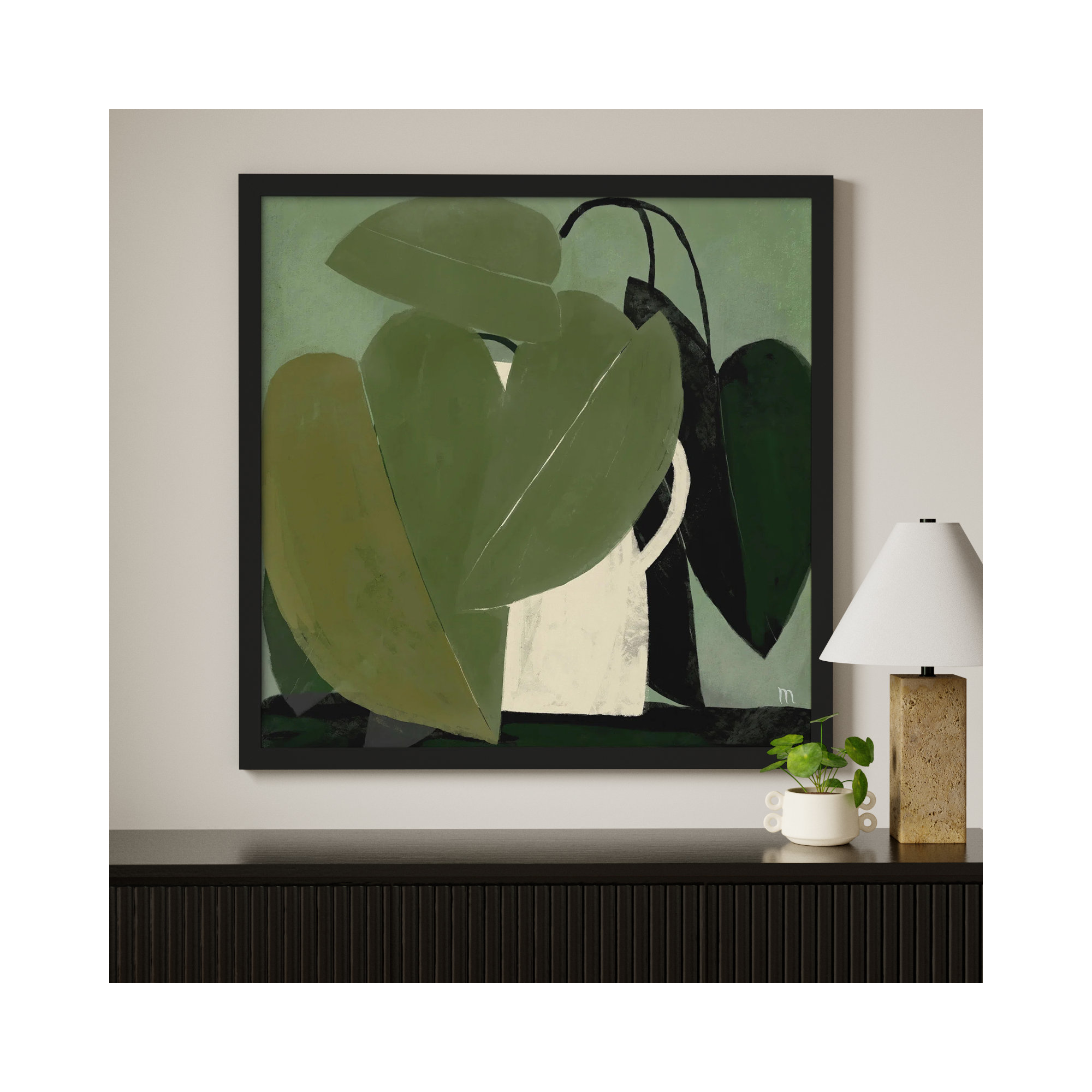 Green On Green by StudioM, Black, 44" H x 44" W x 1.25" D
