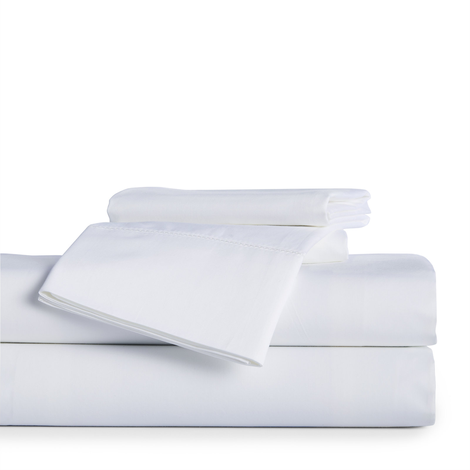 Barbe Cotton Sheet Set, Queen Sheet Set + Fitted Sheet + 2 Pillowcases, White