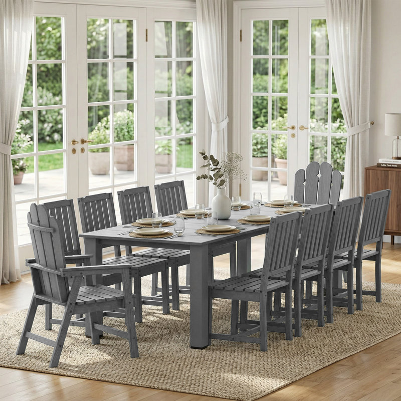 11-Piece High back  Dining set for outdoor swimming pool, garden and lawn., Gray