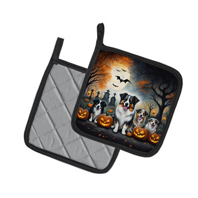 Paire de mangeoires d'Halloween de berger australien Spooky