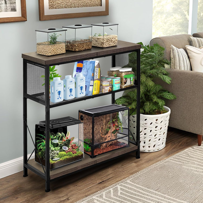 Support d'aquarium pour aquariums de 10 à 20 gallons Structure en acier robuste à hauteur réglable à deux niveaux avec cage de reptile robuste ou armoire de rangement