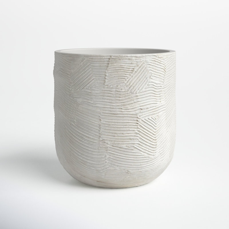 Atna 16.5'' White Solid Wood Round Outdoor Planter