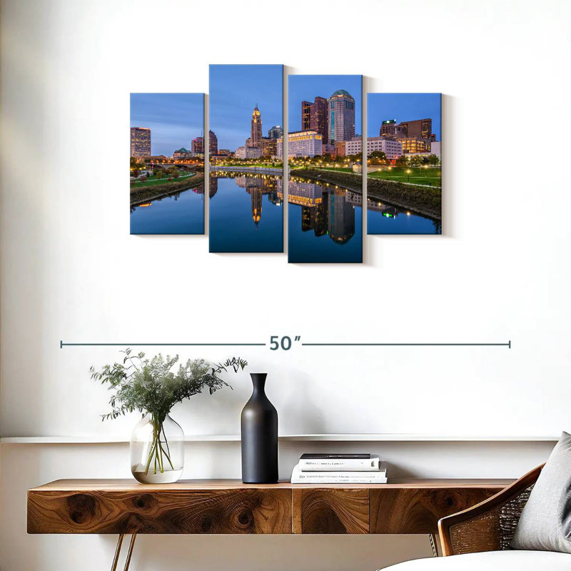 Keesha Columbus Skyscrapers Reflection, 22" H x 36" W