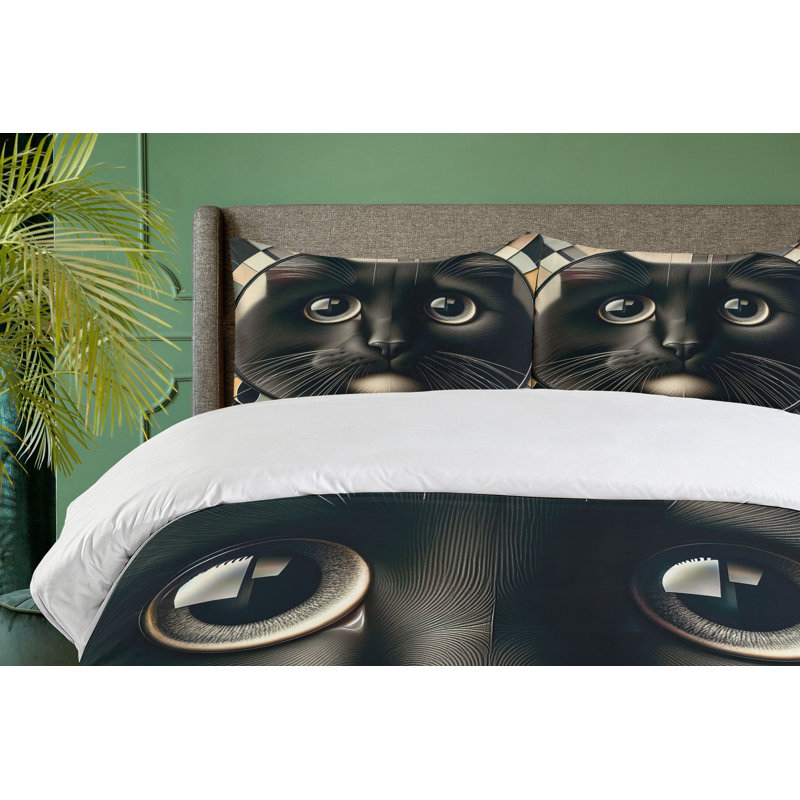 Cat Duvet Cover, California King Duvet Cover + 2 Standard Shams