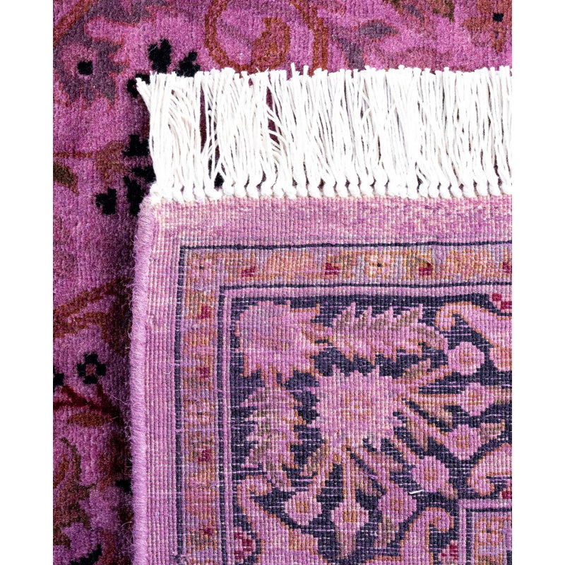 Overdyed Hand-Knotted Wool Modern-Contemporary Purple Runner 2' 6" x 12' 5"
