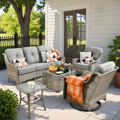 Daliya Wicker 5 - Person Patio Conversation Set with Cushions