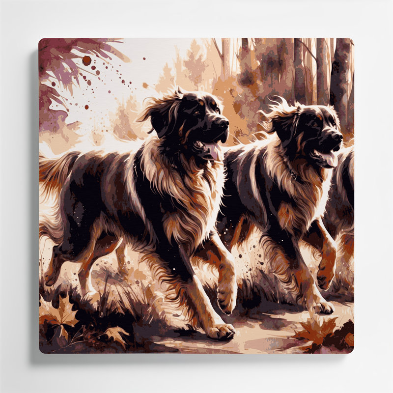 «Dogs Leonberger», art mural en métal noir, H 12 po x l 12 po