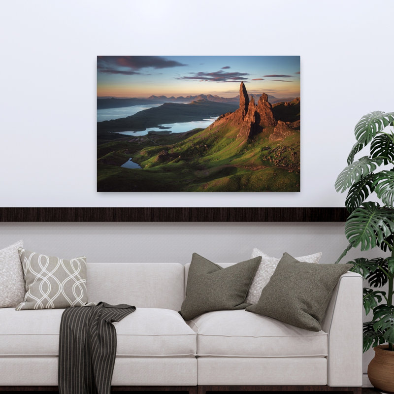 Art contemporain contemporain, paysage de montagne abstrait, H 32 po x l 48 po