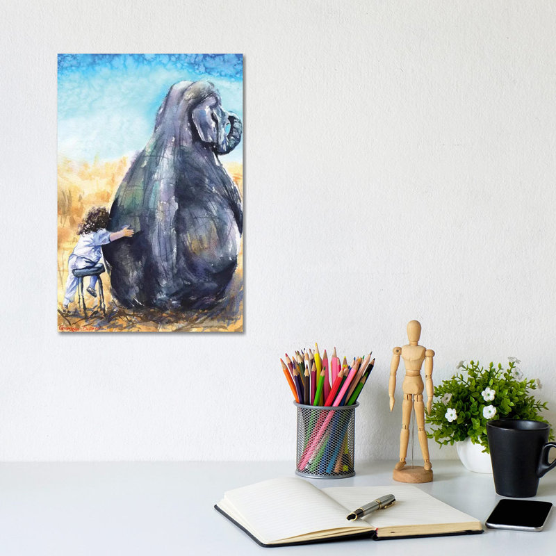 Child With Elephant by George Dyachenko - Wrapped Canvas Gallery-Wrapped Canvas Giclée, 20.32 cm H x 30.48 cm W