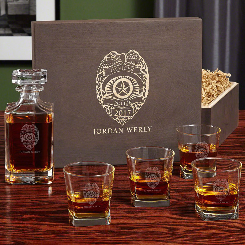 Ensemble-cadeau de carafe à whisky gravé Letman, Oui