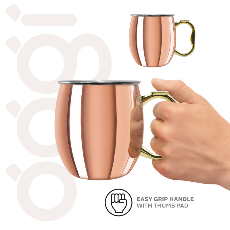 Copper Plated 20oz Moscow Mule Mugs with Brass Handles - Set of 2