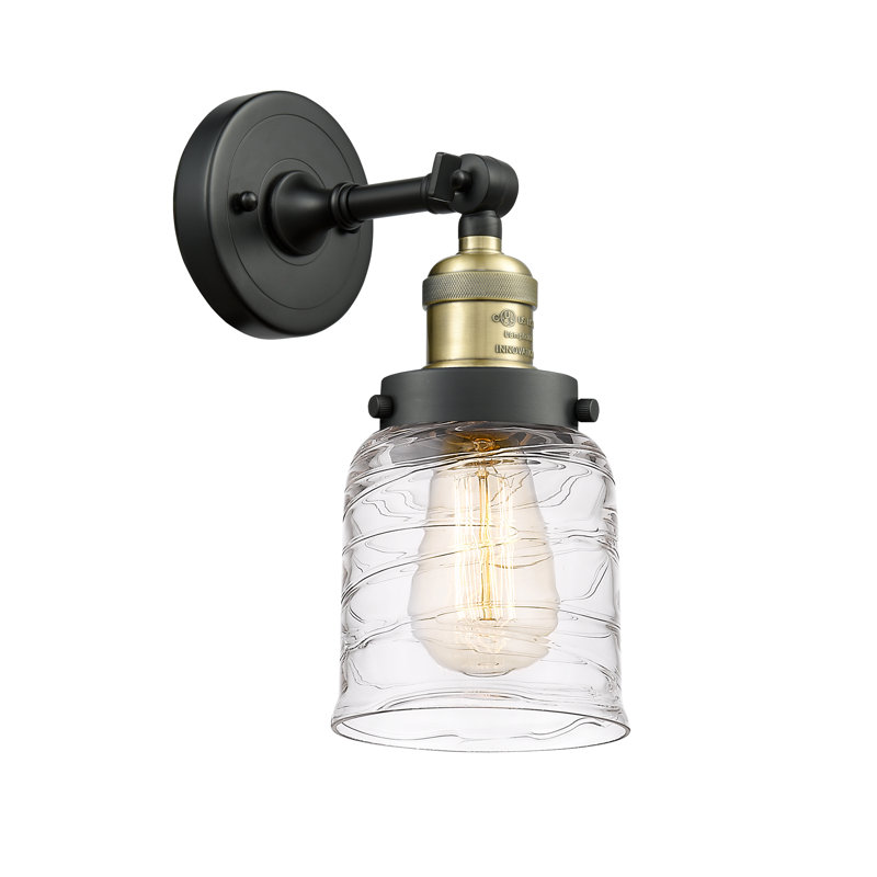 Applique murale 1 lumière 8 po Bell, Laiton antique noir, Ampoule non incluse, Tourbillon déco transparent