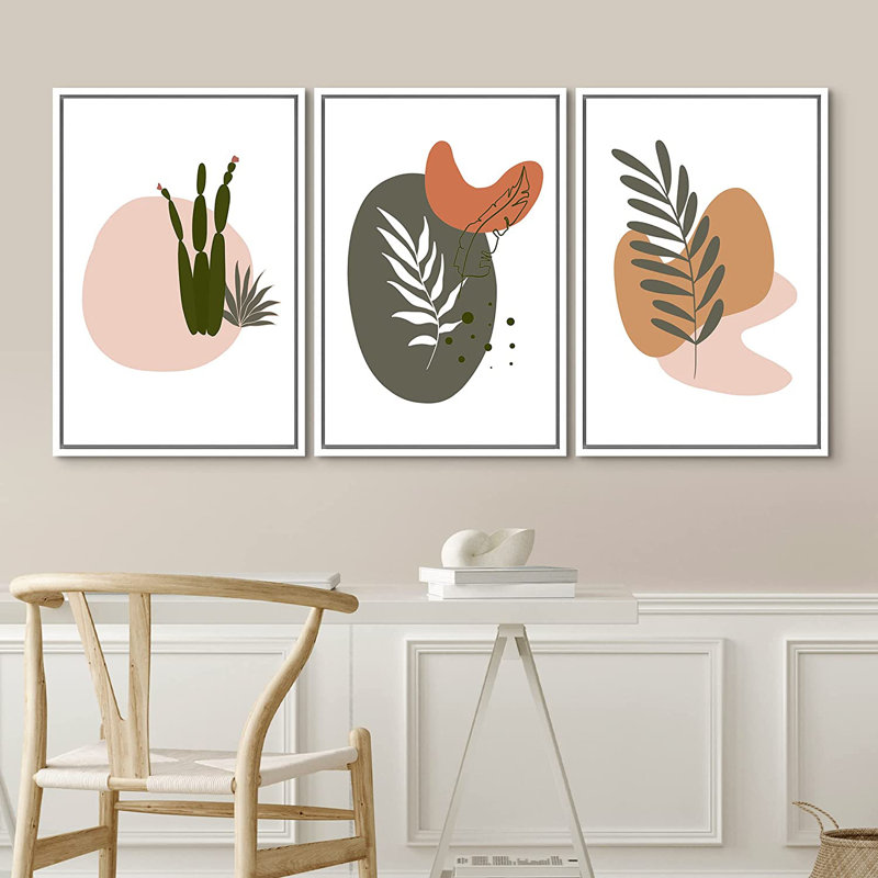 Mid Century Shape 3 - Pieces, 36" H x 72" W x 1.5" D, White