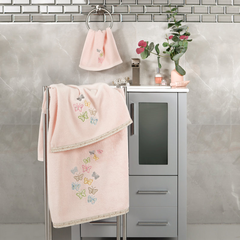 Ensemble de serviettes 100% coton turc, Rosé, Ensemble de serviettes 4 pièces