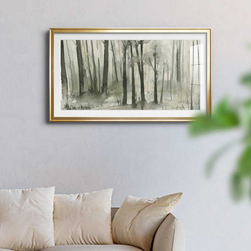 Into The Woods I - reproduction encadrée de qualité supérieure - prête à être accrochée, H 10,5 po x l 18,5 po x P 1 po, Or