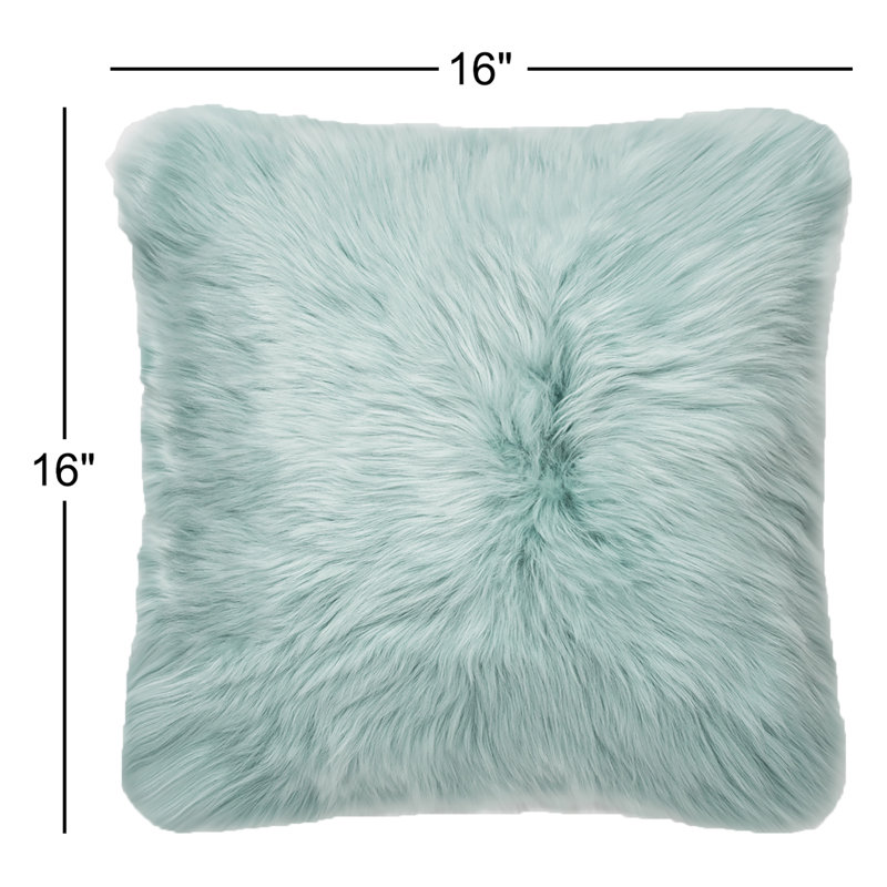 Fieldman Leather Reversible Throw Pillow, 16" x 16", Eggshell Blue